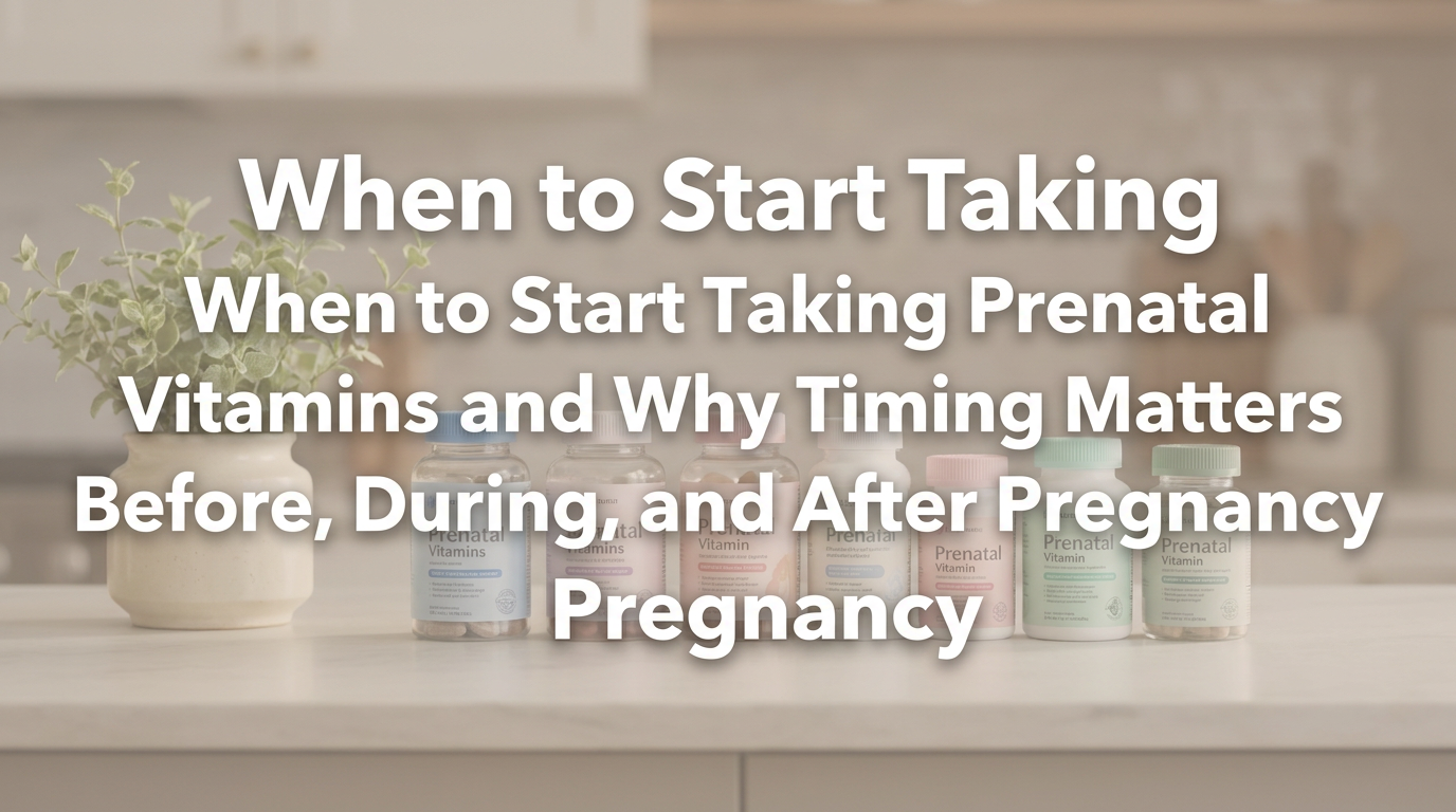 Woman planning conception timeline with calendar and prenatal vitamins on desk