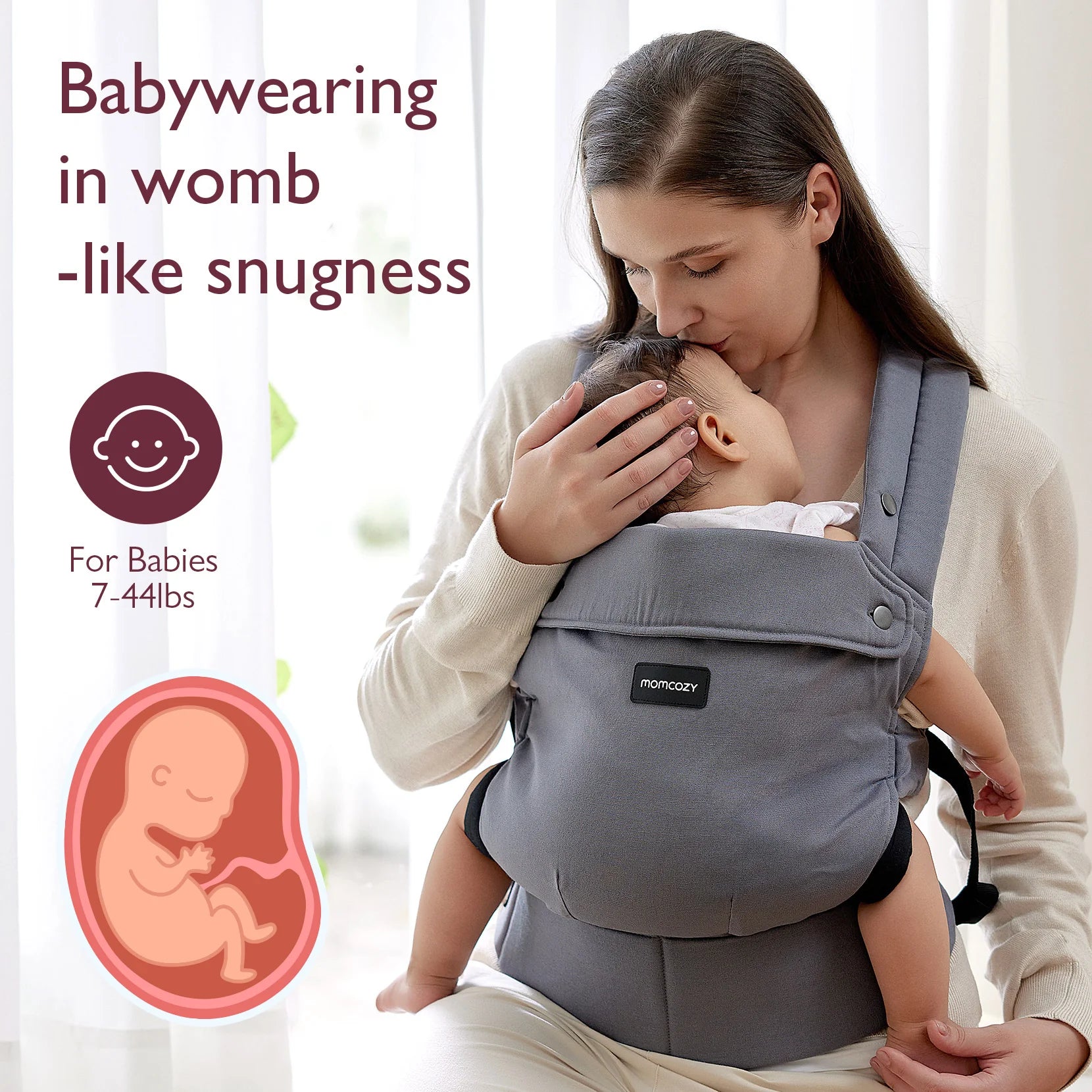 PureHug Ergonomic Baby Carrier – Gray