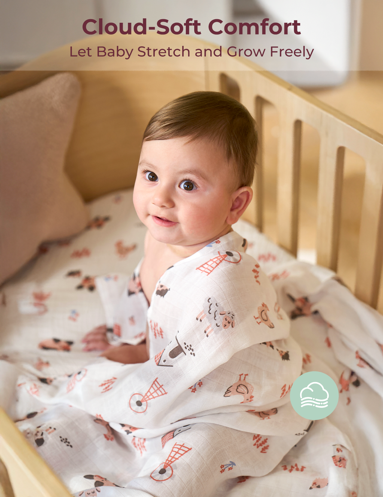 Momcozy Softness Swaddle Koce - Purple Flower (2 paczki)