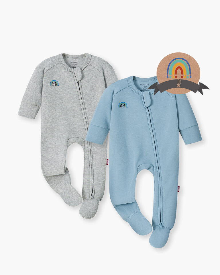 Translation missing: en.Momcozy Boy Girl Baby Pajamas - Newborn Sleepers - Blue &amp; Grey