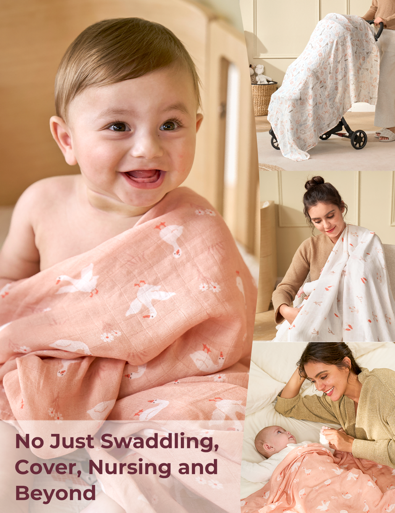 Momcozy Softness Swaddle Koce - Purple Flower (2 paczki)