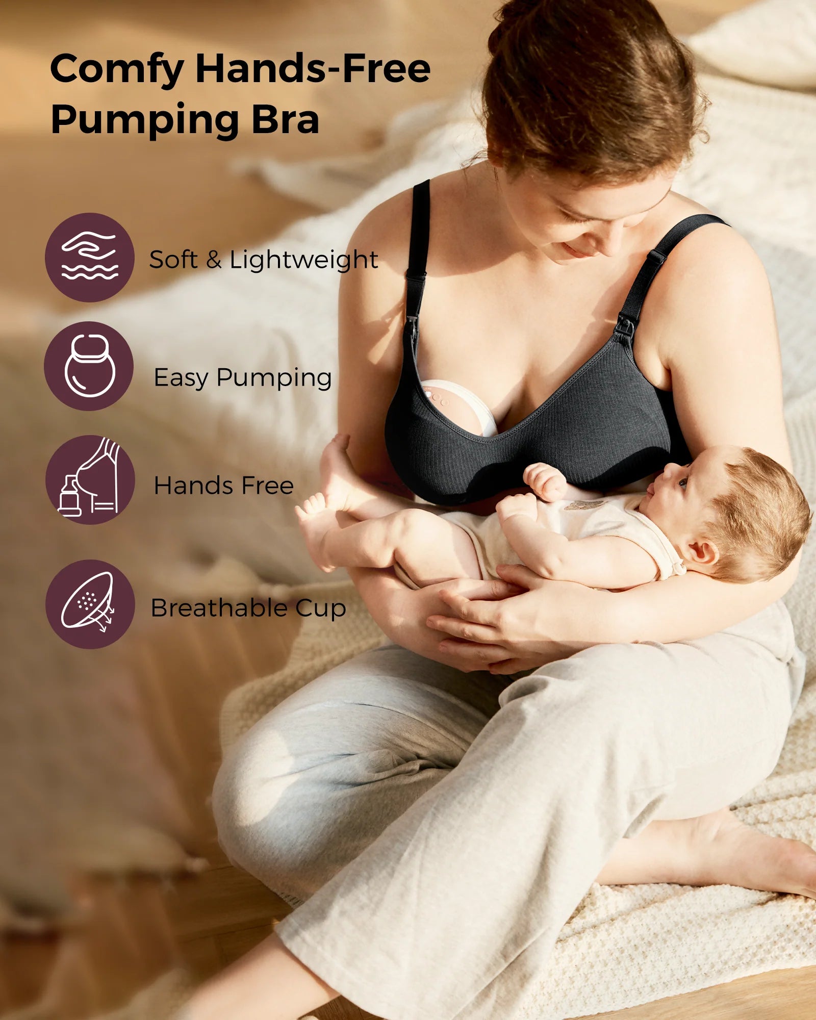 Momcozy Tencel™ Fabric Seamless Breast Pump Bra