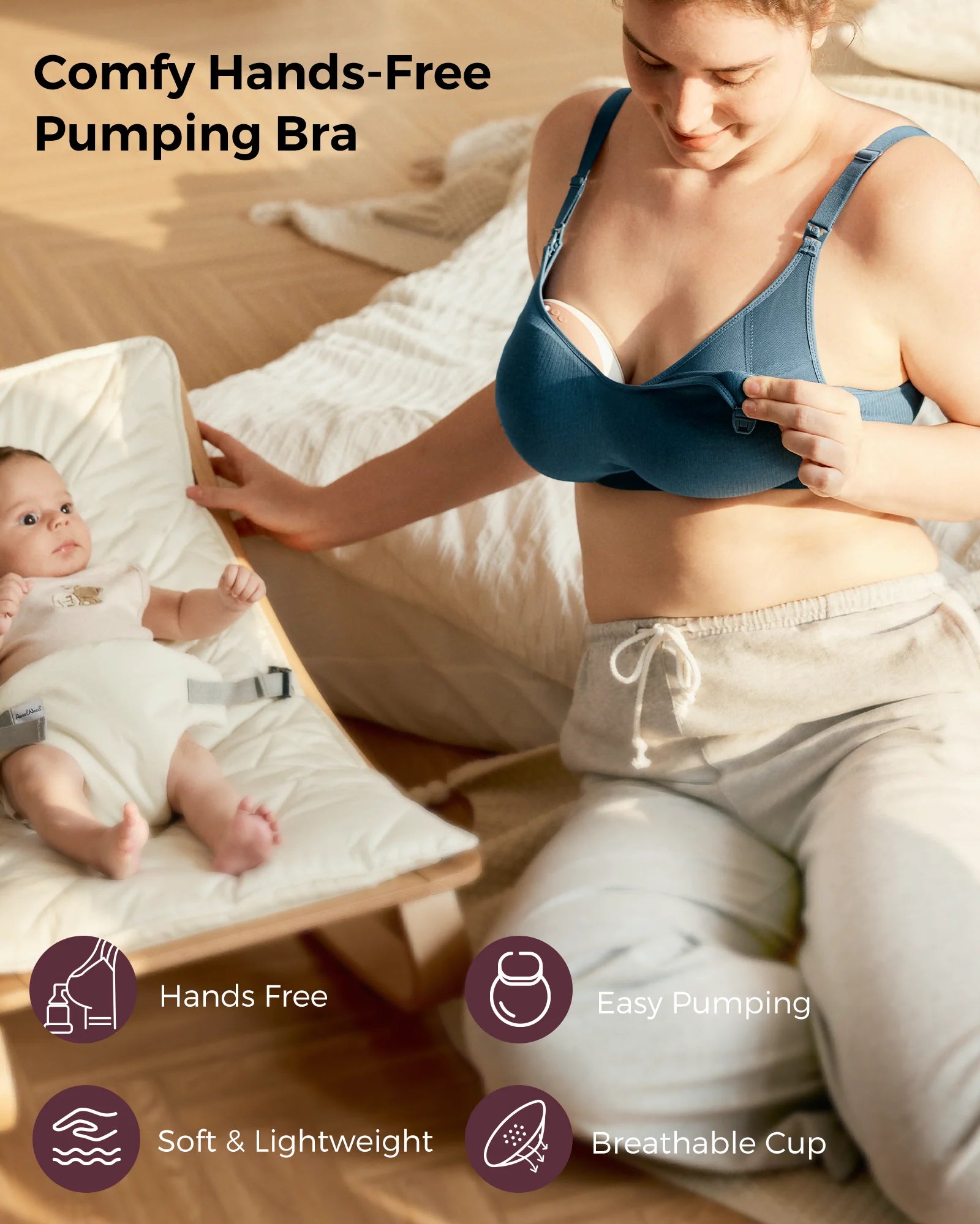 Momcozy Tencel™ Fabric Seamless Breast Pump Bra
