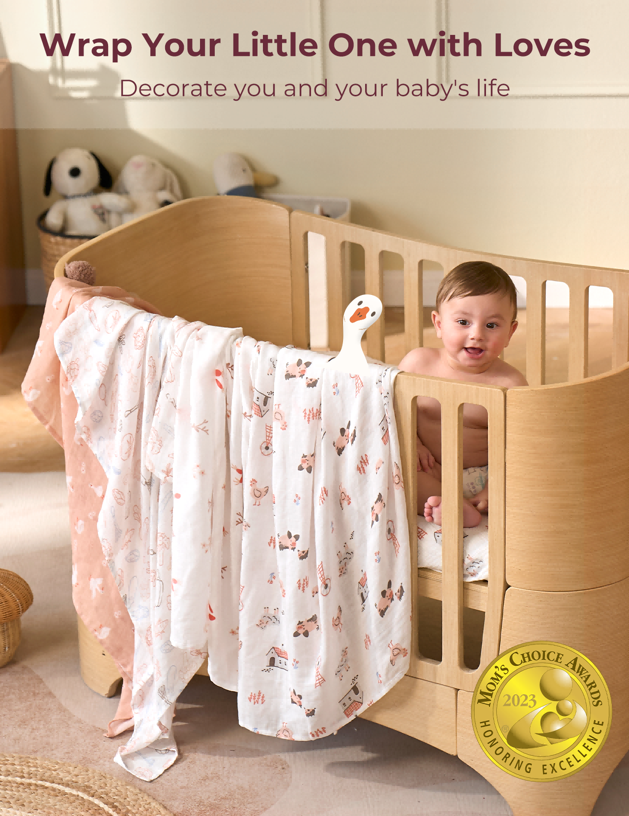 Momcozy Softness Swaddle Koce - Purple Flower (2 paczki)