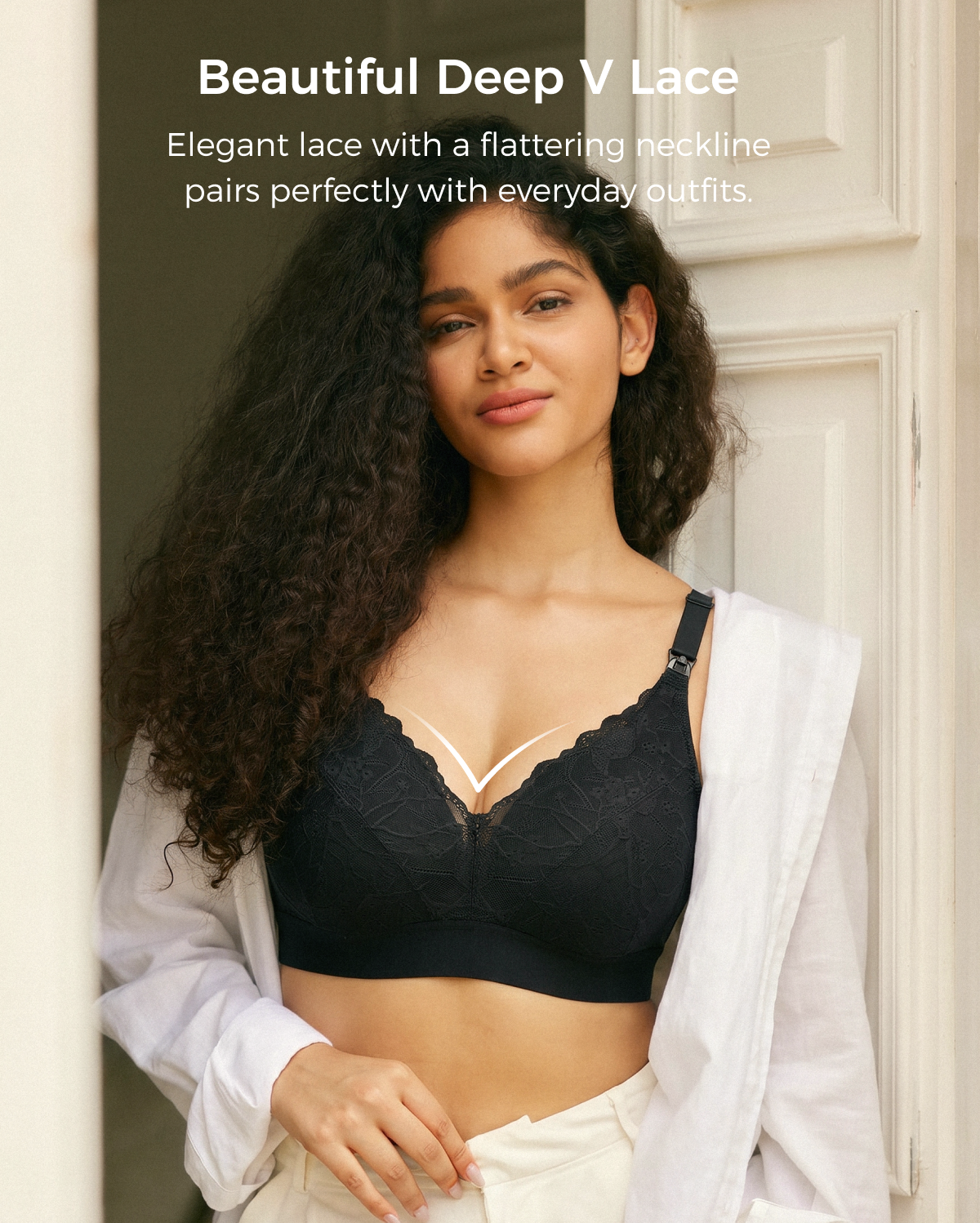 Upgraded Soft Lace Nursing Bra V Neck