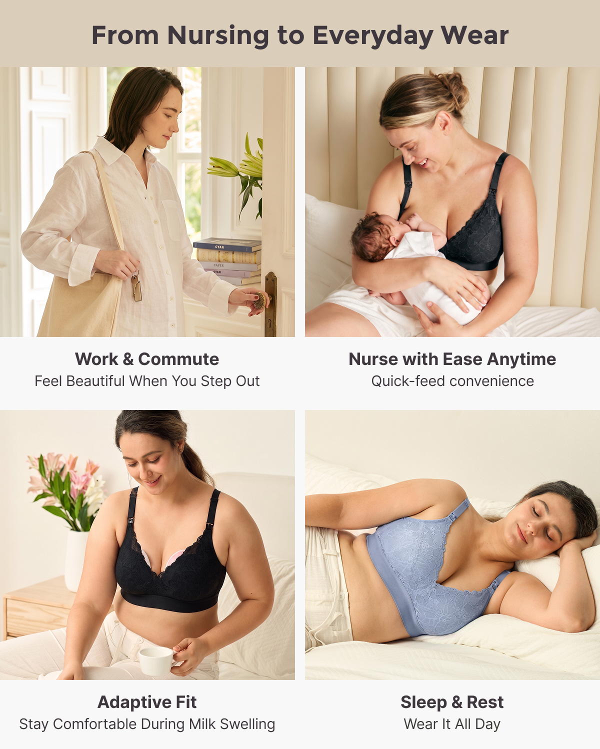 Upgraded Soft Lace Nursing Bra V Neck