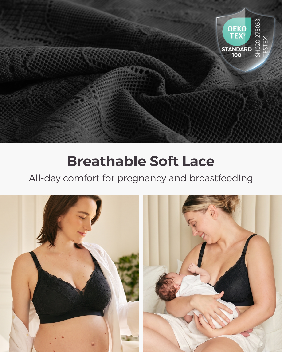 Upgraded Soft Lace Nursing Bra V Neck