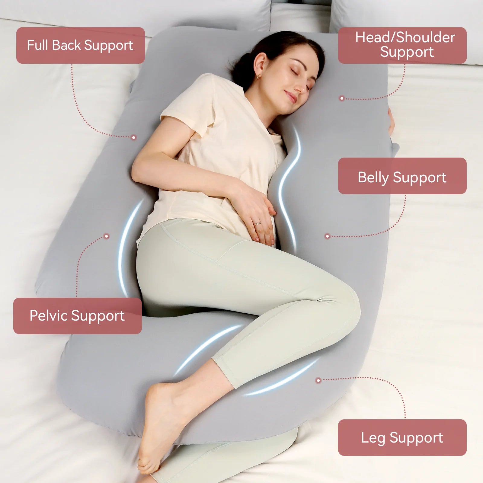 Huggable - U Shaped Cotton Maternity Body Pillow