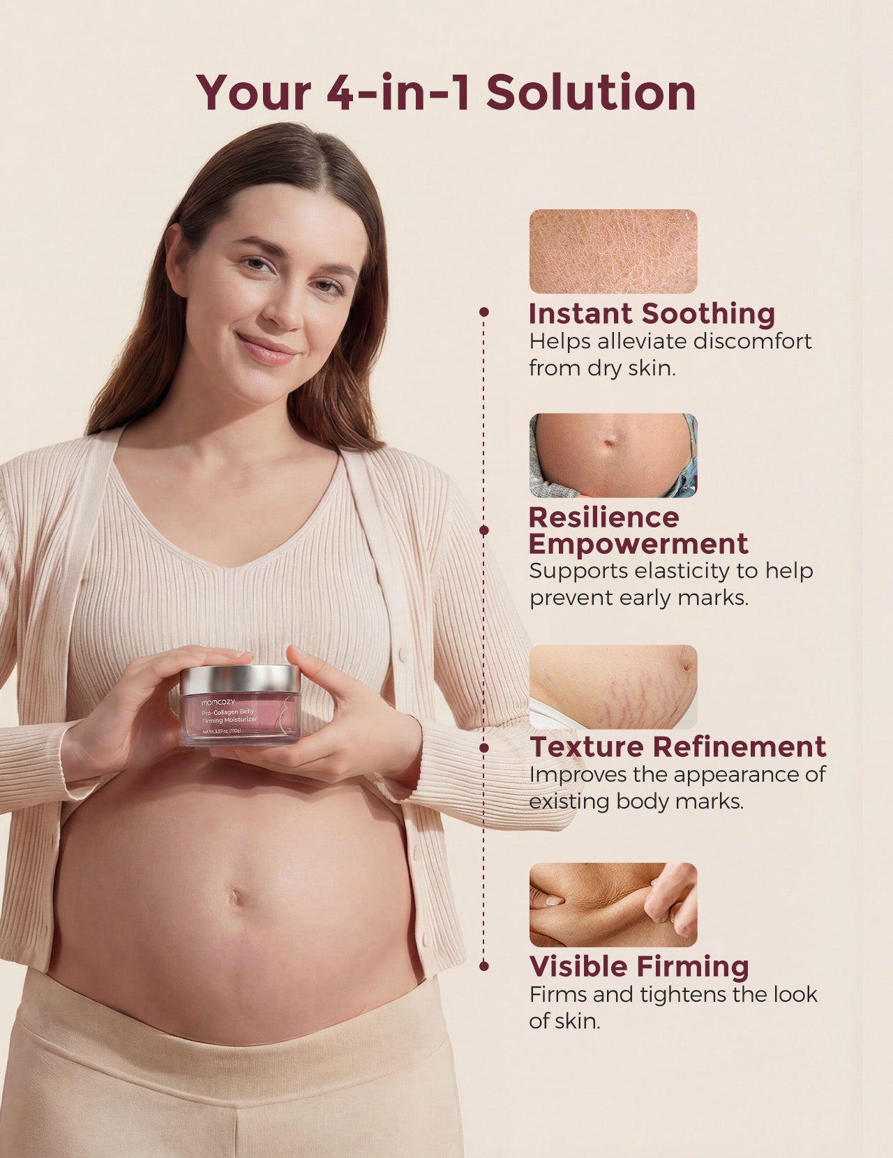 Pregnancy Comfort Bundle:  Stretch Mark Cream, Pregnancy Pillow